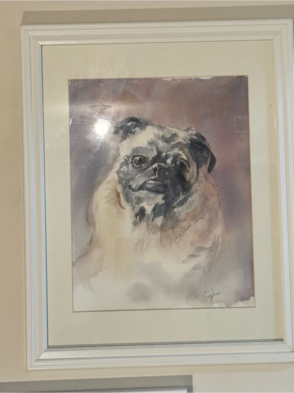 Pug Watercolor Wall Art Print - Neutral Tones